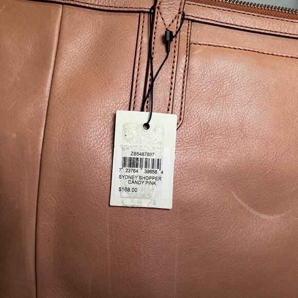 Fossil Womens Purse Sydney Shopper Candy Pink Leather 2 Strap Shoulder Tote NWT - Picture 9 of 14